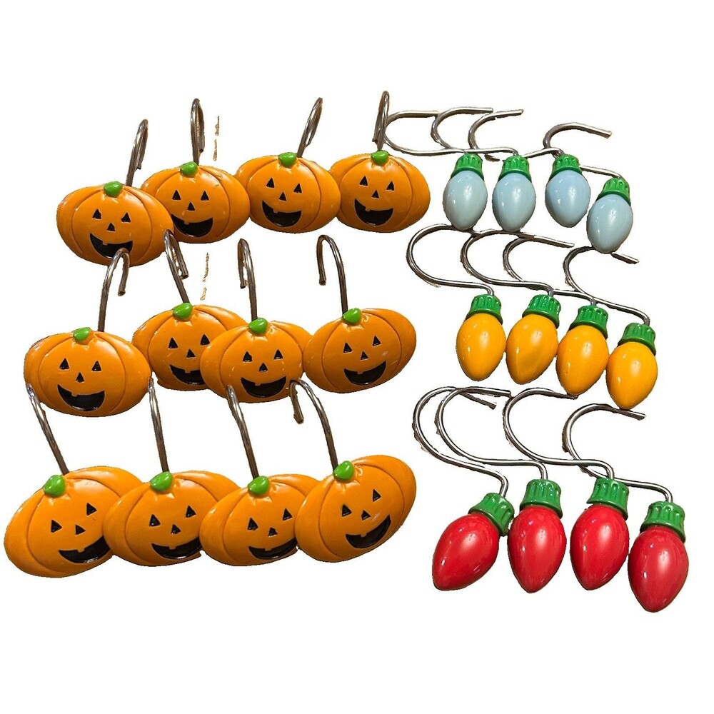 Halloween and Christmas Shower Curtain Hooks Decorative Shower Rings 12 pcs each